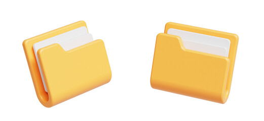 파일 데이터 저장을 위한 노란색 폴더 아이콘 Yellow Folder Icon for File Data Storage 