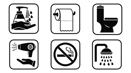Set of icons for wash room. gas station icon set. vector illustration of a set of icons