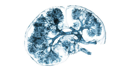 Red colored cerebellum cross section showing arbor vitae and vermis, isolated on transparent background, useful for medical and scientific publications