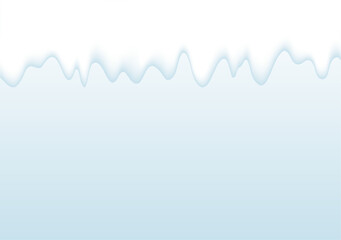 Abstract vector illustration depicting a soft white and light blue gradient background with a subtle, undulating border suggesting snow drift or icy texture along the top edge for seasonal design © Idee khan