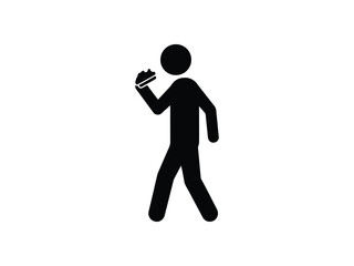 Person Eating While Walking Silhouette Icon