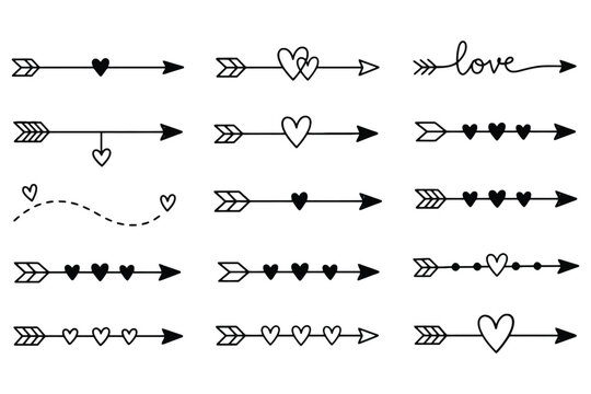 Collection of arrow and heart designs
