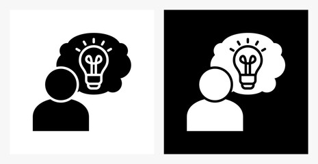 Thinking BPM icon sheet in black and white, filled style.