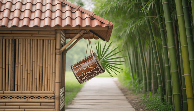 bamboo hut in the garden