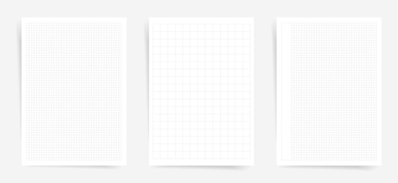 Minimal Graph Paper Templates Set Clean Square Grid Notebook Pages for Math Engineering School Study Printable Vector Sheets