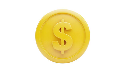 Obraz premium 3D Golden Dollar Coin Symbol on transparent background