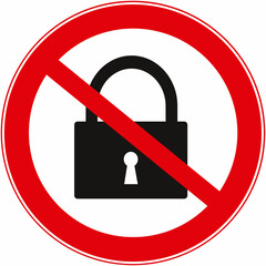 Prohibition  sign that means : no lock