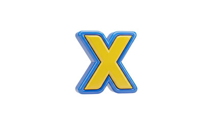 Obraz premium 3D Letter X with Yellow and Blue Colors on transparent background