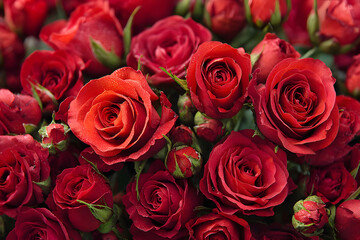 Fototapeta premium Colorful flower bouquet from red roses for use as background.