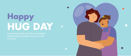 world hug day flat illustration horizontal banner poster.