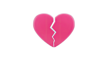 3D Pink Broken Heart Symbol on transparent background