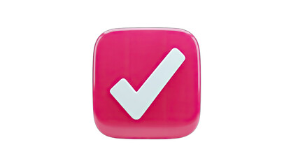 3D Pink checkmark icon on transparent background