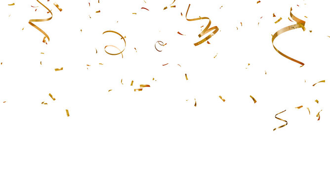 Colorful Confetti against a White Background Tranparent BG Confeti. Confetti partical isolated background. 3d Rendering Transparent Confetti.	