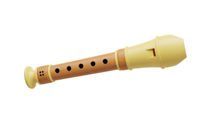 3D Recorder musical instrument on transparent background
