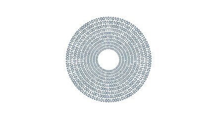 Binary code ring on white background data illustration