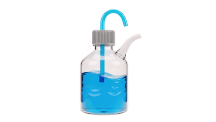3D Wash Bottle With Blue Liquid on transparent background