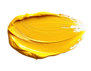 Bright, yellow, thick, textured paint stroke on black