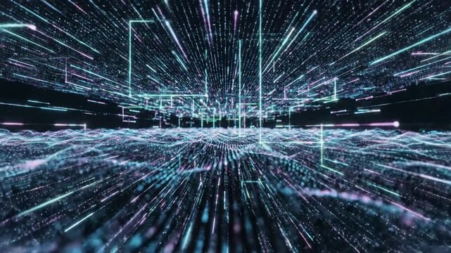 P230-particles waves ai neon pattern big data connect vector 4K 10s