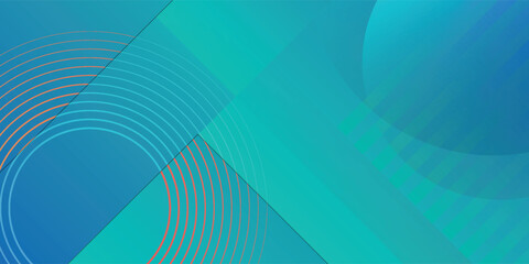 Abstract background with blue and teal gradient colors and geometric shapes including circles, arcs, and diagonal lines, creating a modern and dynamic design.