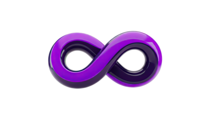 3D Shiny purple infinity symbol transparent background