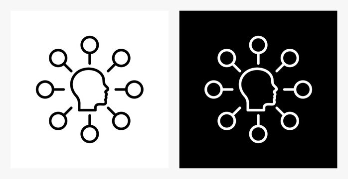 Constructivism BPM icon sheet in black and white, line style.