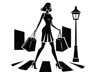 Woman walking down the street with shopping bags © Somiran