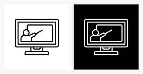 Fototapeta premium Online Learning BPM icon sheet in black and white, line style.
