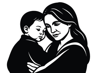 Fototapeta premium Mother holding her child close to her