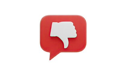 Fototapeta premium 3D Thumbs Down Icon in Red Speech Bubble on transparent background