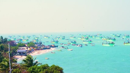 Aerial view of Marina Beach and Pamban Beach, This a natural urban beach in Tamil Nadu, India,