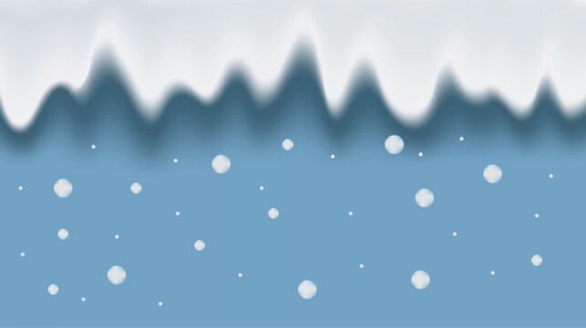 Falling snow animation background with soft white snowdrift border over a gentle blue winter sky scene