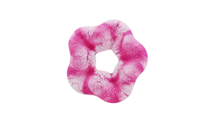 3D Abstract organic shape with pink and white texture on transparent background