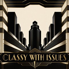 Art Deco Cityscape with Elegant Typography and Emotional Statement