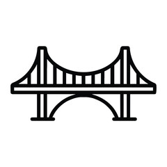 Bridge Structure Outline Icon &ndash; Modern Transportation and Civil Engineering Architecture Vector