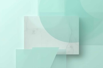 Abstract composition with geometric shapes and textured white square on mint green background