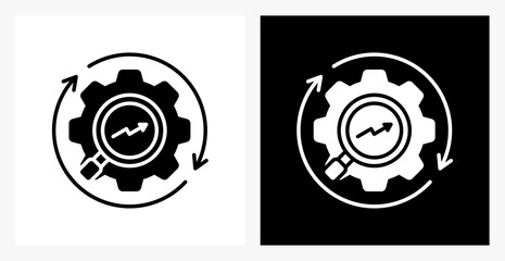 Optimization BPM icon sheet in black and white, filled style.
