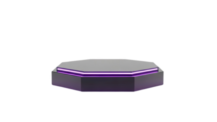 Octagonal platform with purple LED lights on transparent background