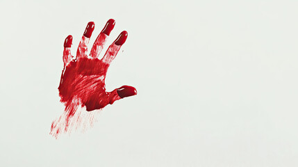 A bloodied handprint on a surface, depicting a sense of danger and violence. The crimson stain creates a striking visual, evoking strong emotions. AI Generative