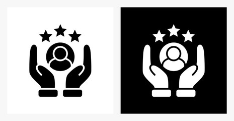 Satisfaction BPM icon sheet in black and white, filled style.