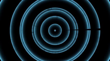 Abstract Sonar Waves Animation. Expanding blue concentric circles creating a futuristic radar or ripple effect on black background. Ideal for technology, science, and audio visualization concepts - Powered by Adobe