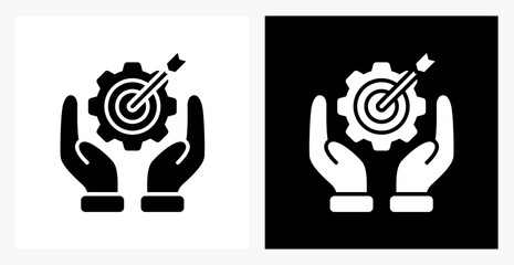 Objective BPM icon sheet in black and white, filled style.