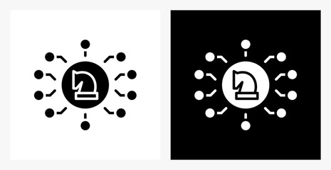 Digital Strategy BPM icon sheet in black and white, filled style.