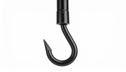 &ldquo;Black S-shaped hook with glossy finish placed on white background simple functional design&rdquo;