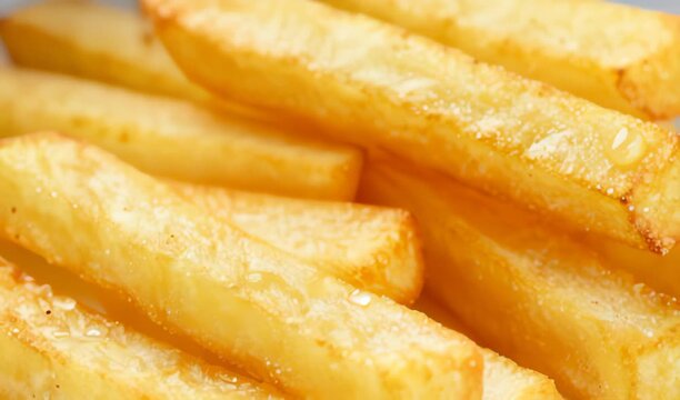 Bright yellow fried tofu or polenta sticks crisped to perfection, stacked on a tray 4K, HD. 