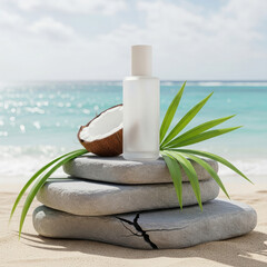 Coconut Oil Beauty Product Mockup With Tropical Vibes.