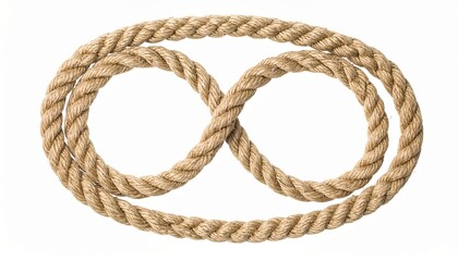 &ldquo;Thick beige rope twisted into infinity symbol shape textured coarse material artistic endlessness concept&rdquo;