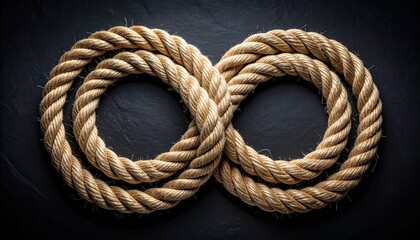 &ldquo;Thick beige rope twisted into infinity symbol shape textured coarse material artistic endlessness concept&rdquo;