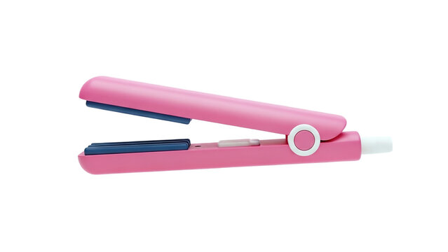 3D Pink mini hair straightener on transparent background