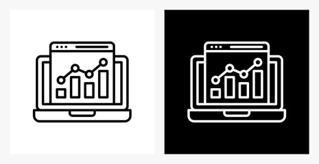 Analytics BPM icon sheet in black and white, line style.