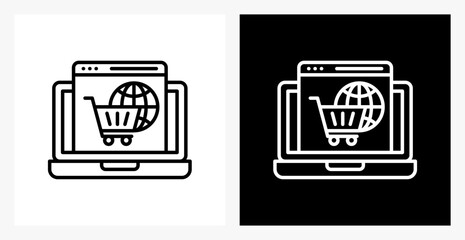 E-Commerce BPM icon sheet in black and white, line style.